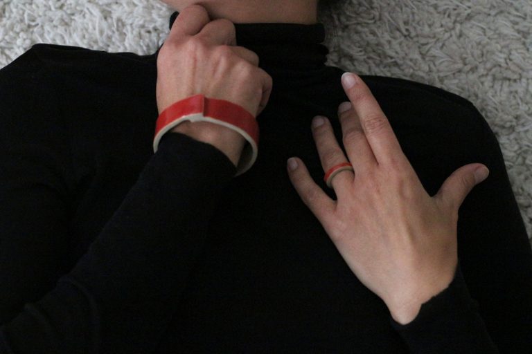 arm wearing ceramic bracelet