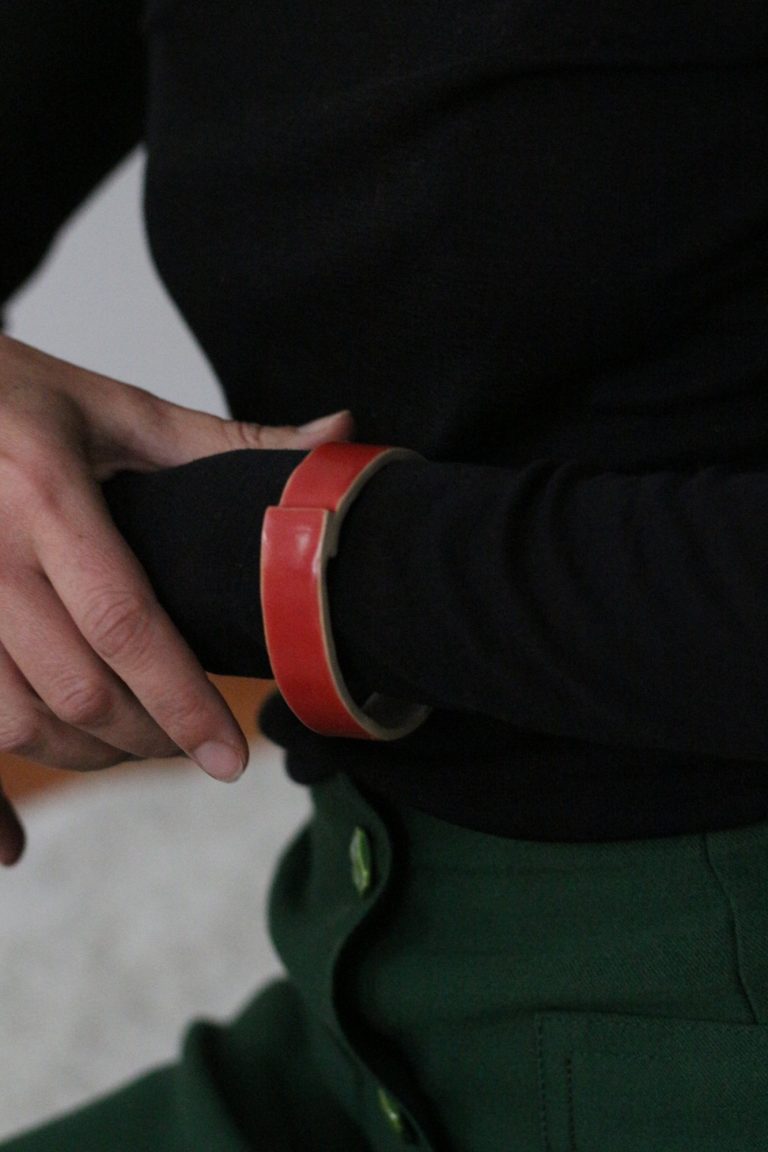 arm wearing ceramic bracelet